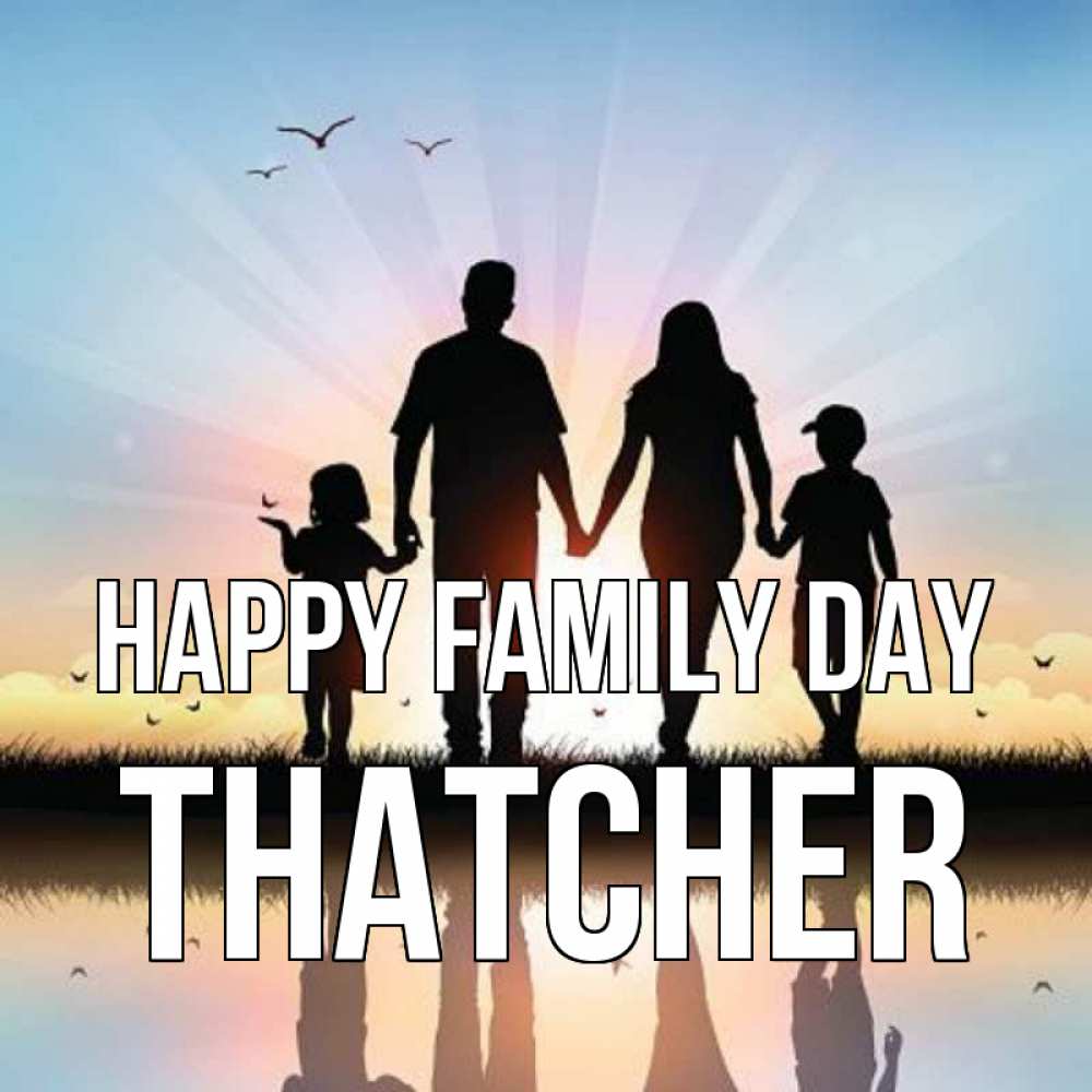 Greetings card с именем, Thatcher happy family day сын, дочка, мама, папа, море , закат Greetings with text for free download 