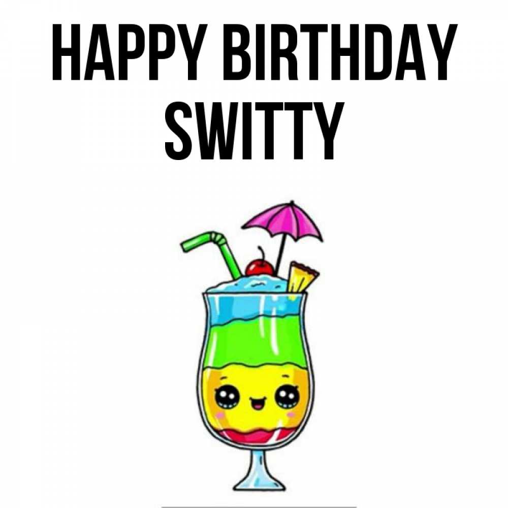 Greetings card с именем, switty Happy Birthday с зонтиком Greetings with text for free download 