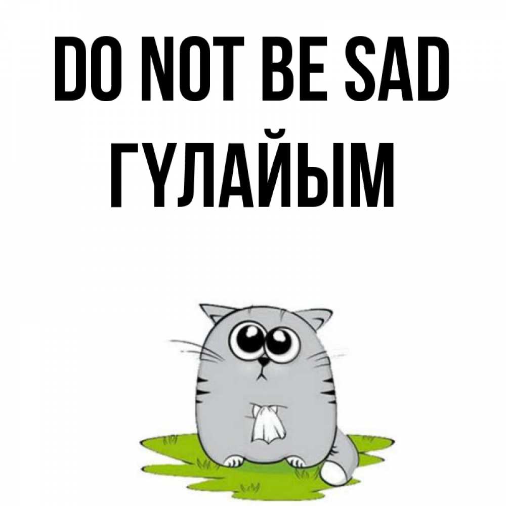Greetings card с именем, ГҮЛАЙЫМ Do not be sad грустный котяра Greetings with text for free download 