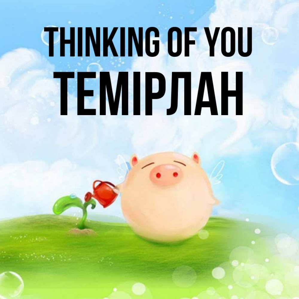 Greetings card с именем, ТЕМІРЛАН Thinking of you позитивная свинюшка Greetings with text for free download 