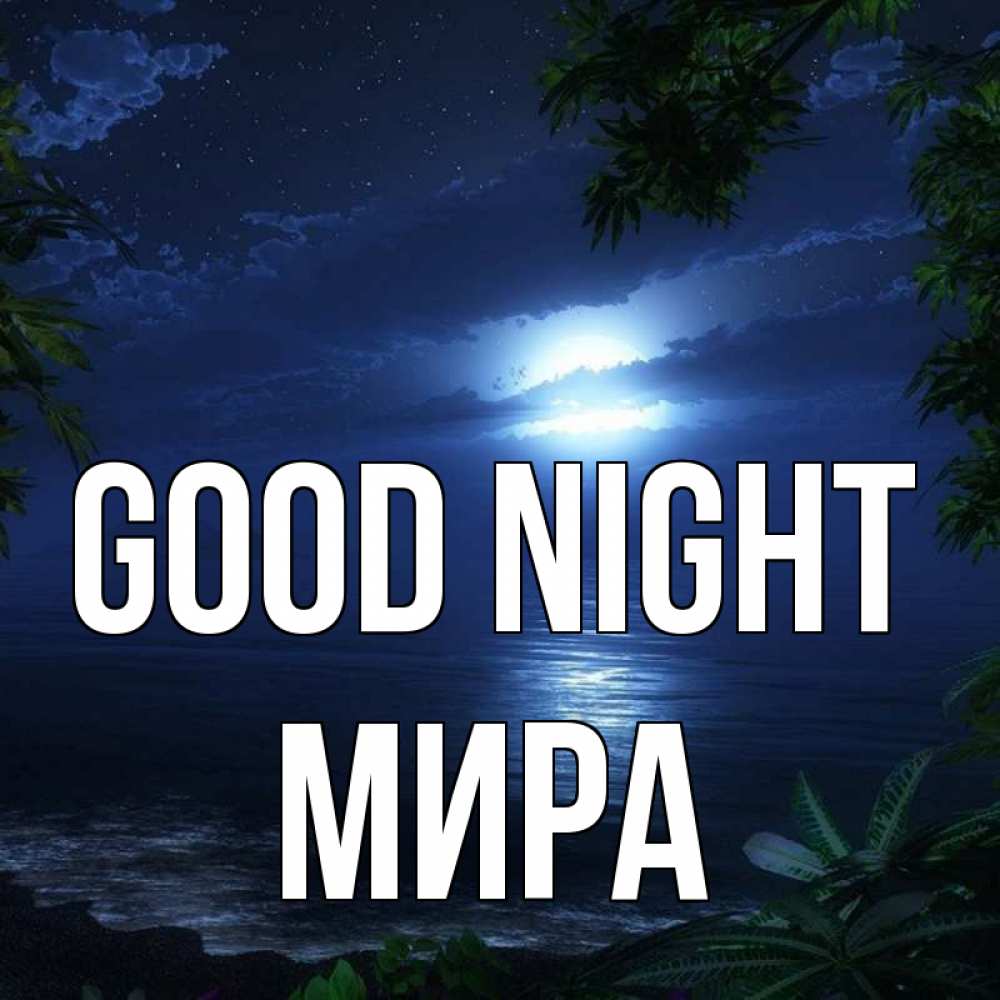 Greetings card с именем, МИРА Good night тропический остров Greetings with text for free download 