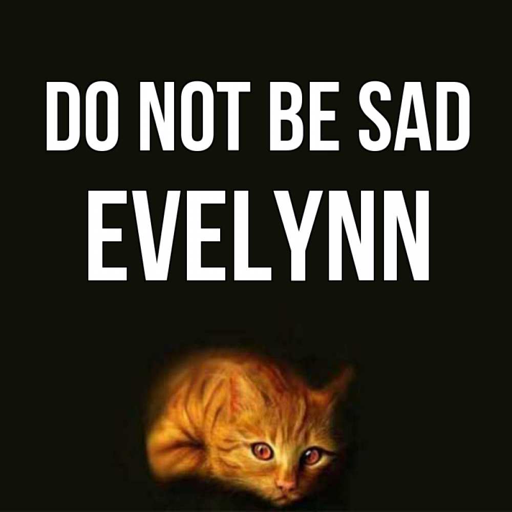 Greetings card с именем, Evelynn Do not be sad лежащий кот в темноте Greetings with text for free download 
