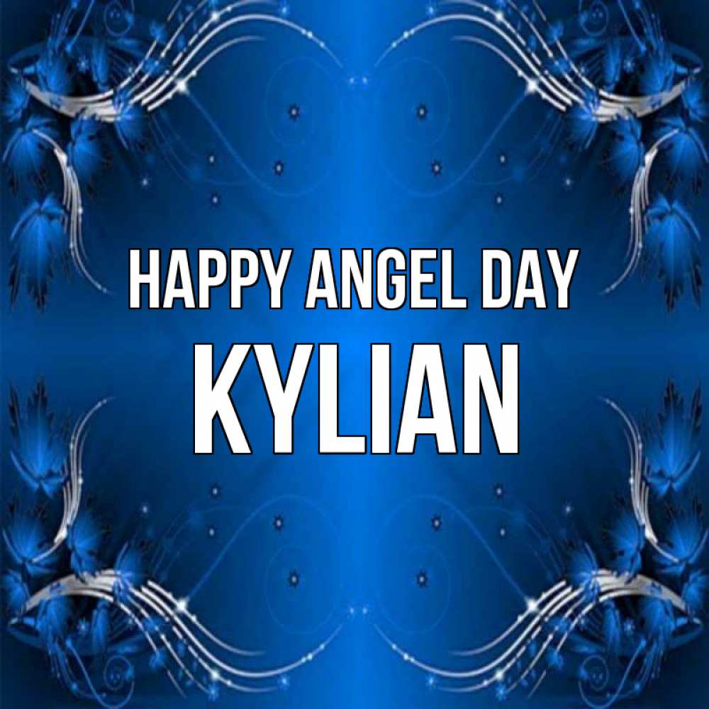 Greetings card с именем, Kylian happy angel day красивая рамочка с узорами Greetings with text for free download 