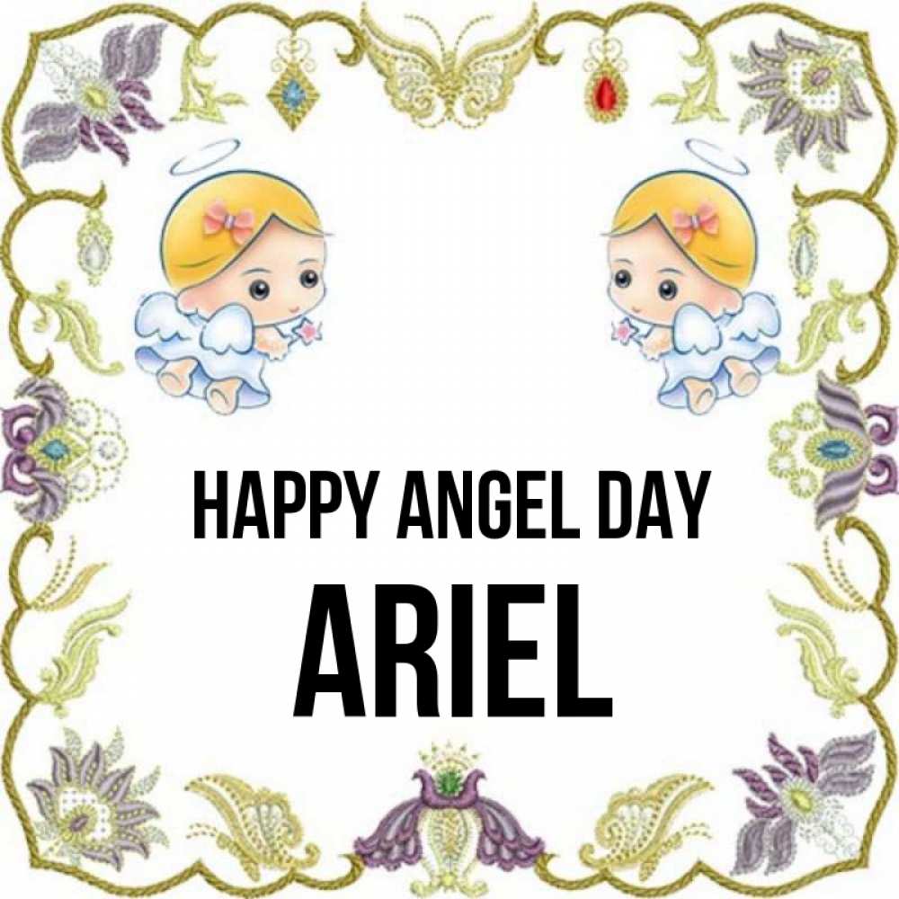 Greetings card с именем, Ariel happy angel day маленькие ангелы с крылышками Greetings with text for free download 