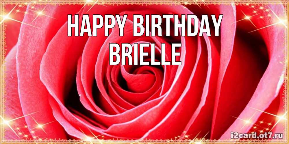 Greetings card с именем, Brielle Happy Birthday розовая роза очень крупный бутон Greetings with text for free download 