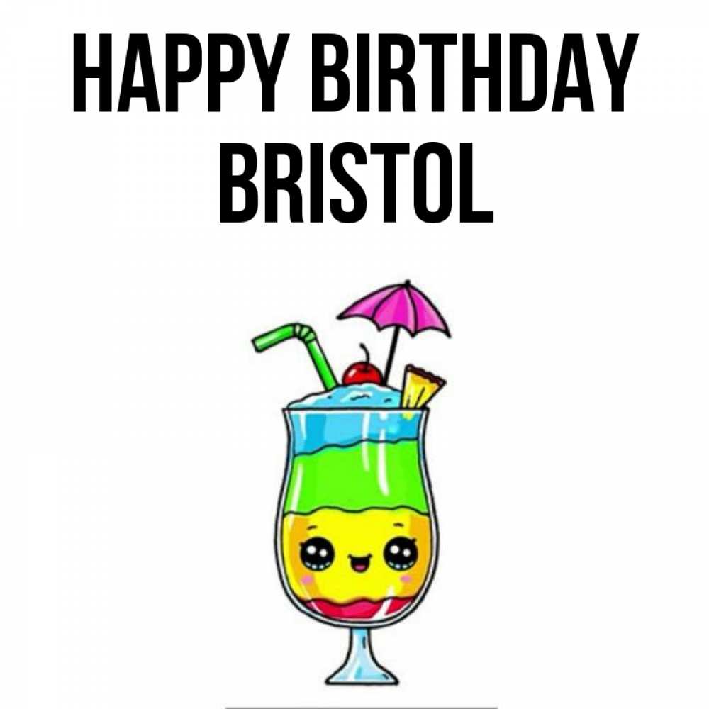 Greetings card с именем, Bristol Happy Birthday с зонтиком Greetings with text for free download 