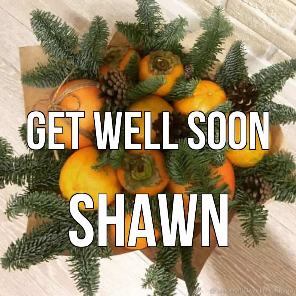 Greetings card с именем, Shawn Get well soon апельсины и хурьма Greetings with text for free download 