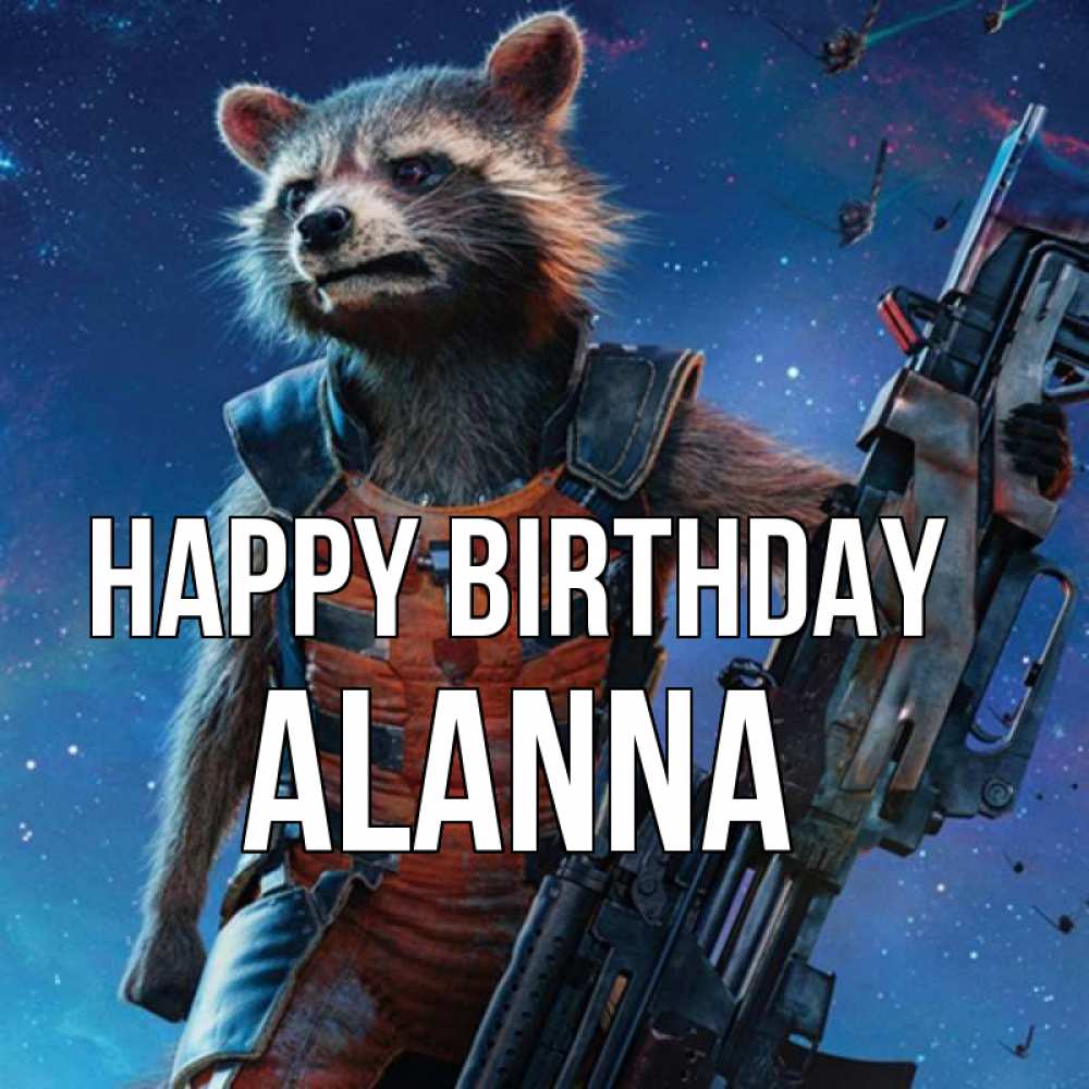Greetings card с именем, Alanna Happy Birthday реактивный Рокета Greetings with text for free download 