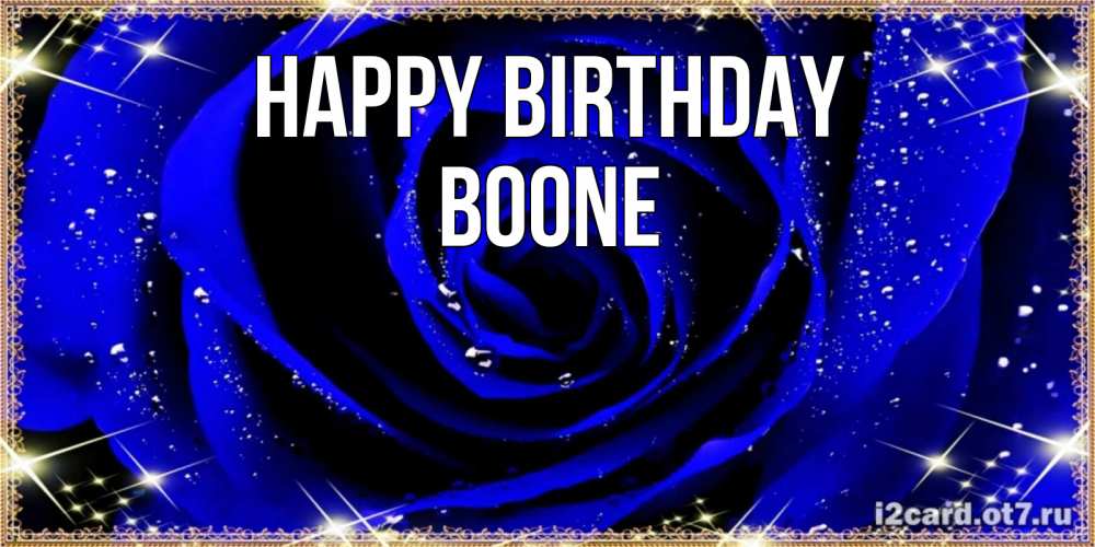 Greetings card с именем, Boone Happy Birthday голубые цветы в росе Greetings with text for free download 