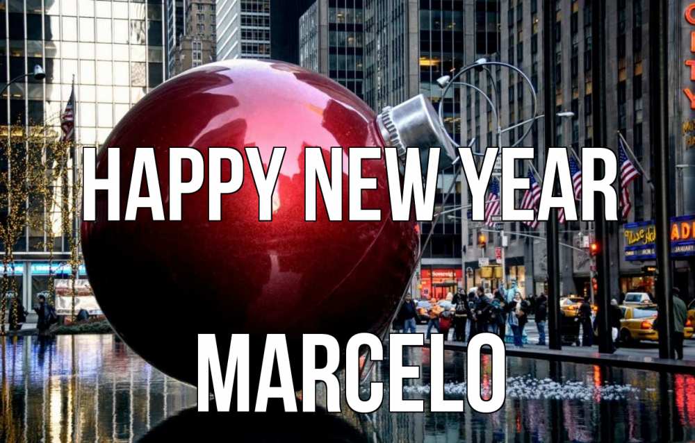 Greetings card с именем, Marcelo Happy New Year Америка, новый год Greetings with text for free download 