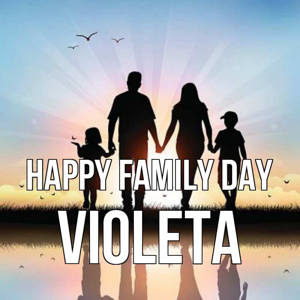 Greetings card с именем, Violeta happy family day сын, дочка, мама, папа, море , закат Greetings with text for free download 