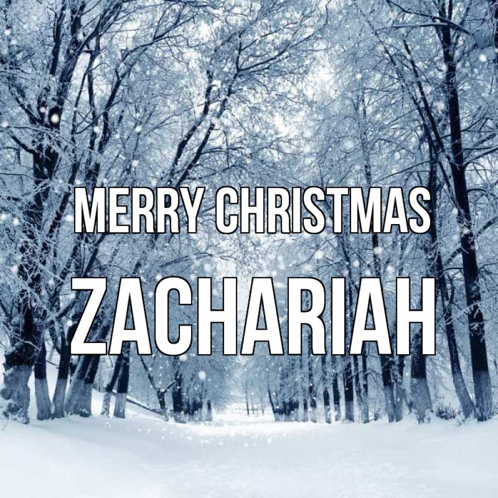 Greetings card с именем, Zachariah Merry Christmas снег, лес, парк Greetings with text for free download 