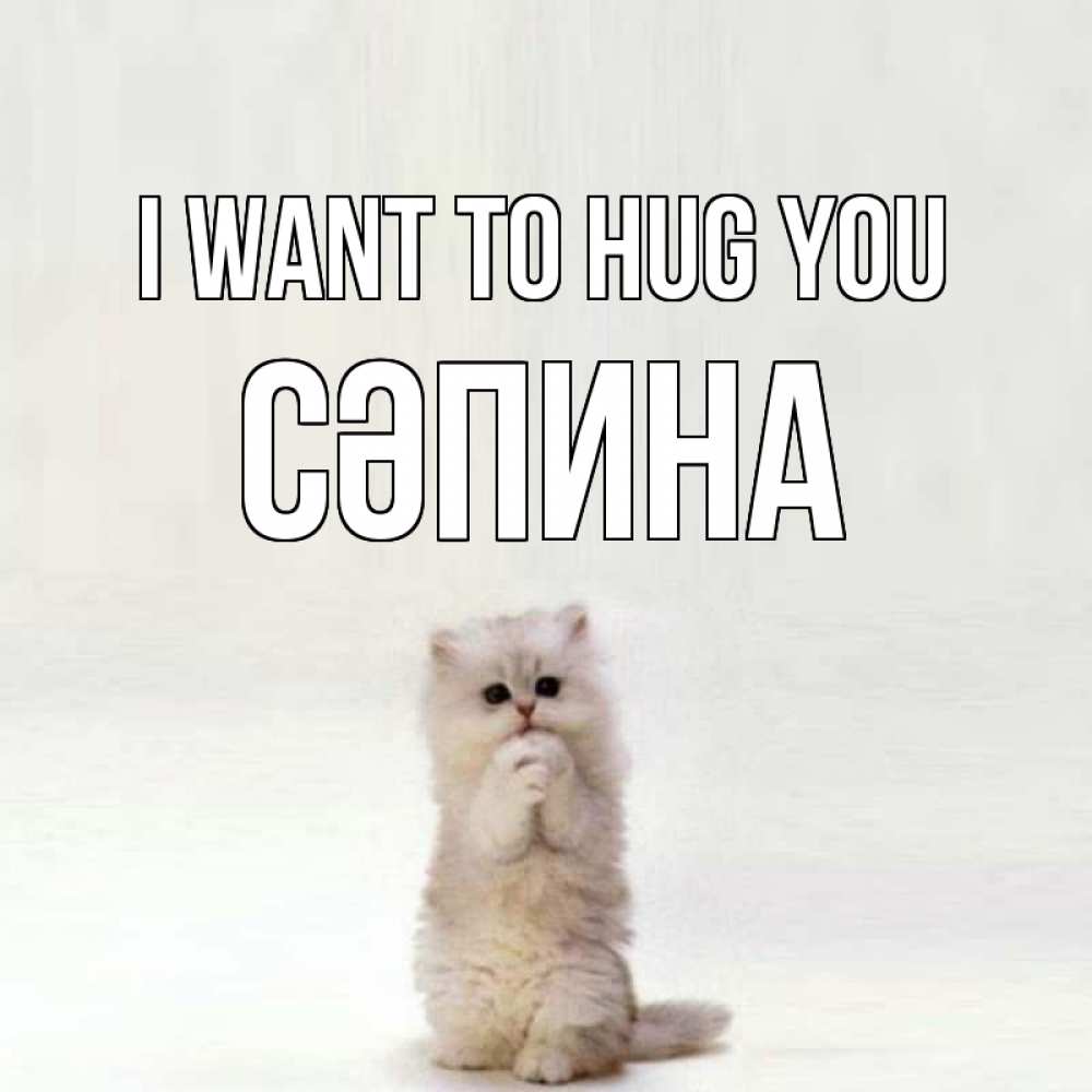 Greetings card с именем, СӘПИНА I want to hug you открытки с креативными подписями Greetings with text for free download 