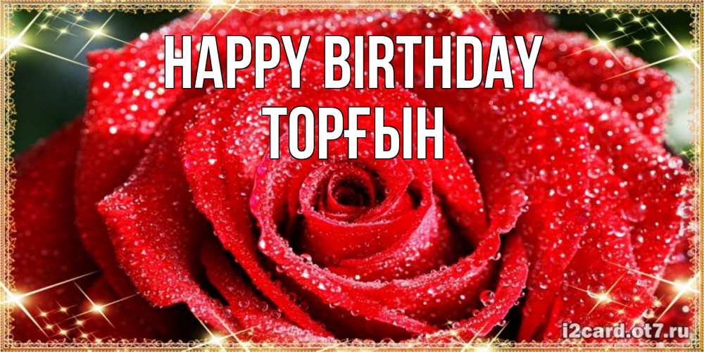 Greetings card с именем, ТОРҒЫН Happy Birthday роса и роза. открытка с красивой розой Greetings with text for free download 