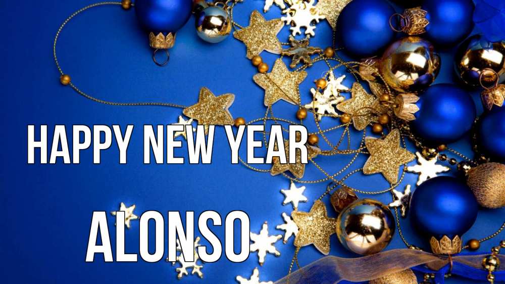 Greetings card с именем, Alonso Happy New Year ёлочные украшения Greetings with text for free download 