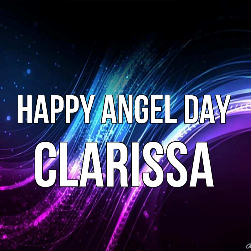Greetings card с именем, Clarissa happy angel day фиолетовый фон Greetings with text for free download 