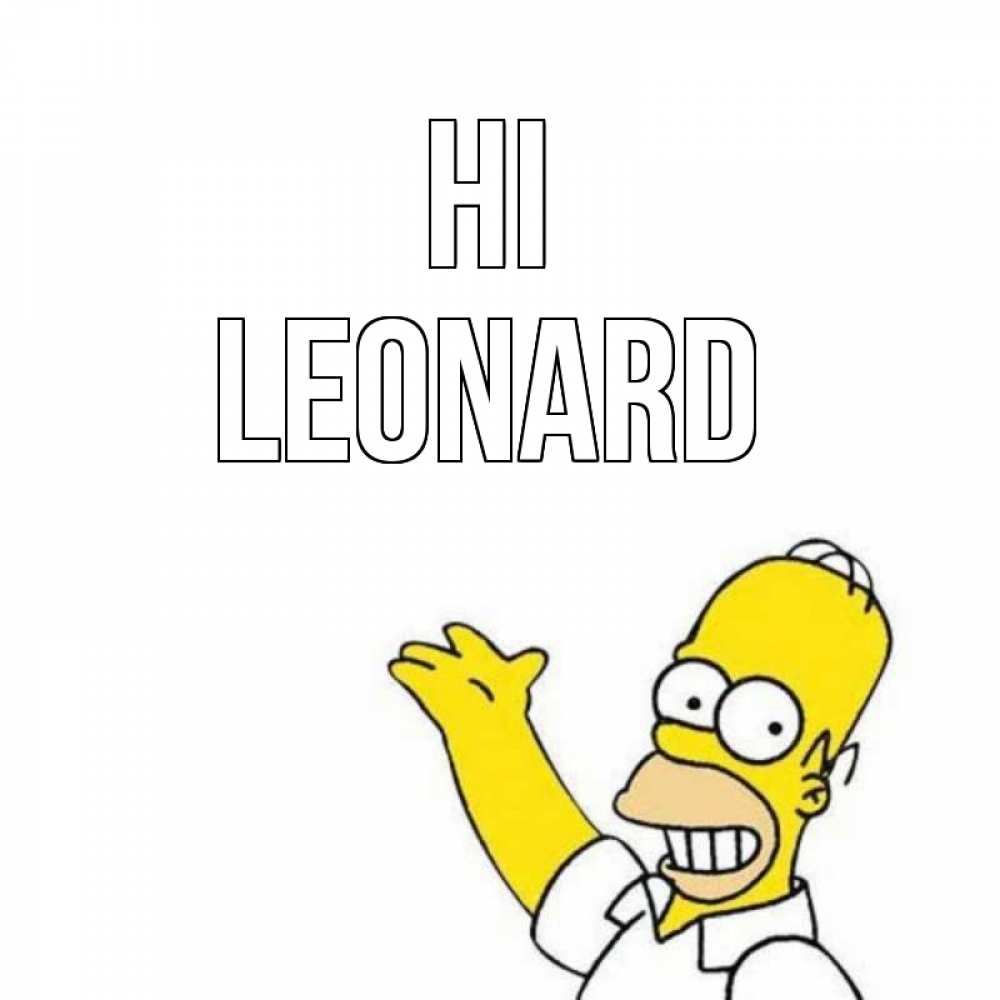 Greetings card с именем, Leonard Hi Симпсоны Greetings with text for free download 