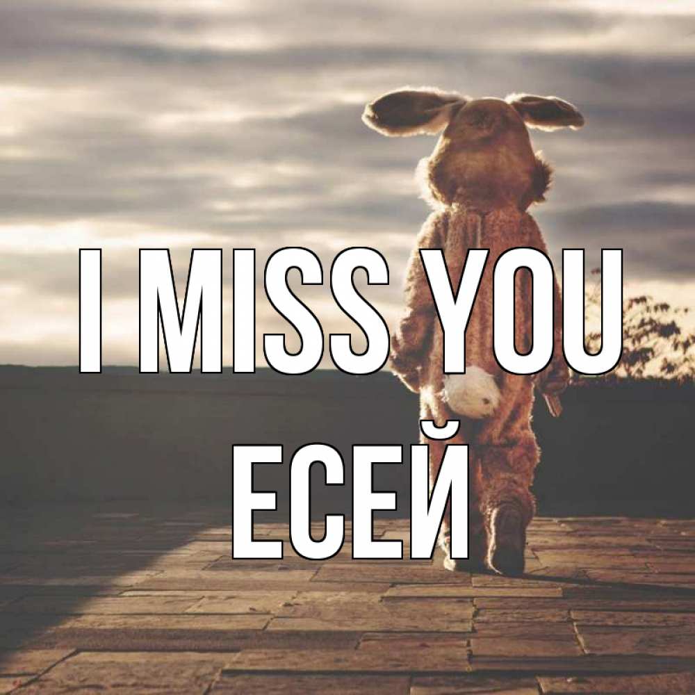Greetings card с именем, Есей I miss you даже в костюме зайца Greetings with text for free download 