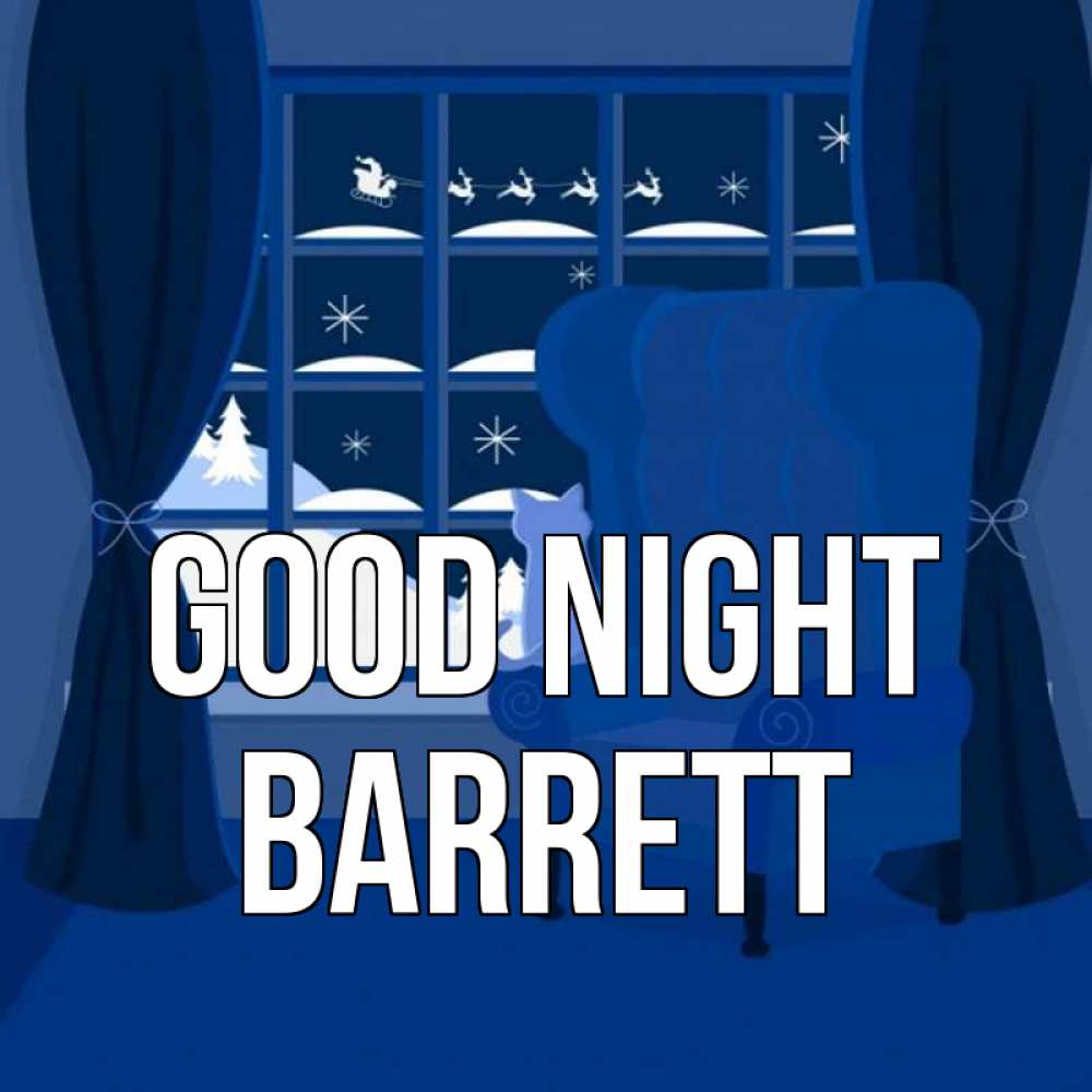 Greetings card с именем, Barrett Good night зимняя тема Greetings with text for free download 