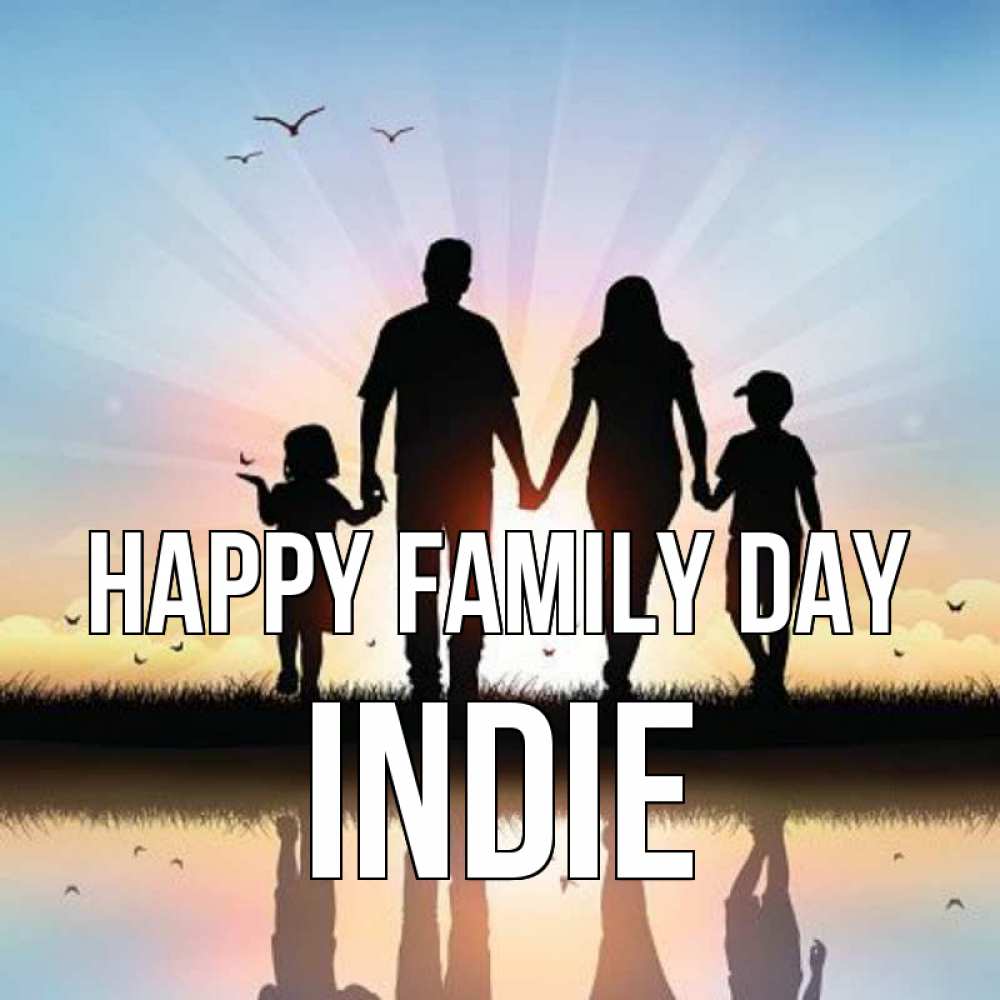 Greetings card с именем, Indie happy family day сын, дочка, мама, папа, море , закат Greetings with text for free download 