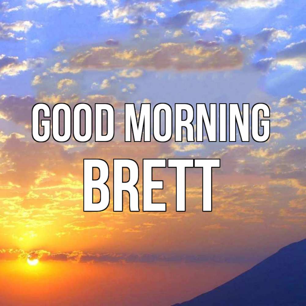 Greetings card с именем, Brett Good morning облака и солнце Greetings with text for free download 