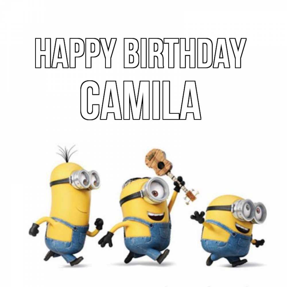 Greetings card с именем, Camila Happy Birthday с гитарой Greetings with text for free download 