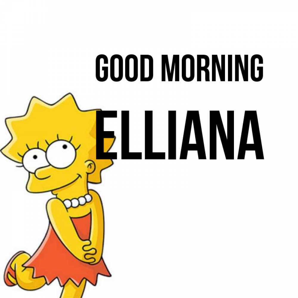 Greetings card с именем, Elliana Good morning в платье и ожерелье Greetings with text for free download 