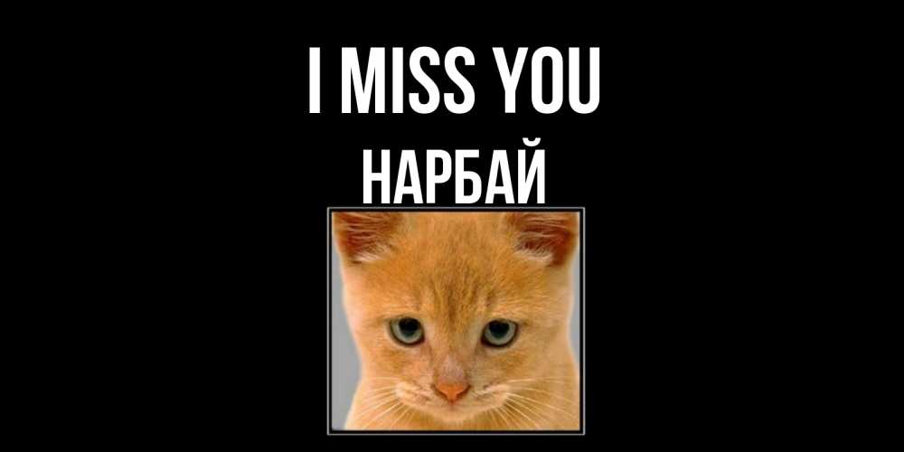 Greetings card с именем, НАРБАЙ I miss you открытки рыжий котенок скучает по тебе Greetings with text for free download 