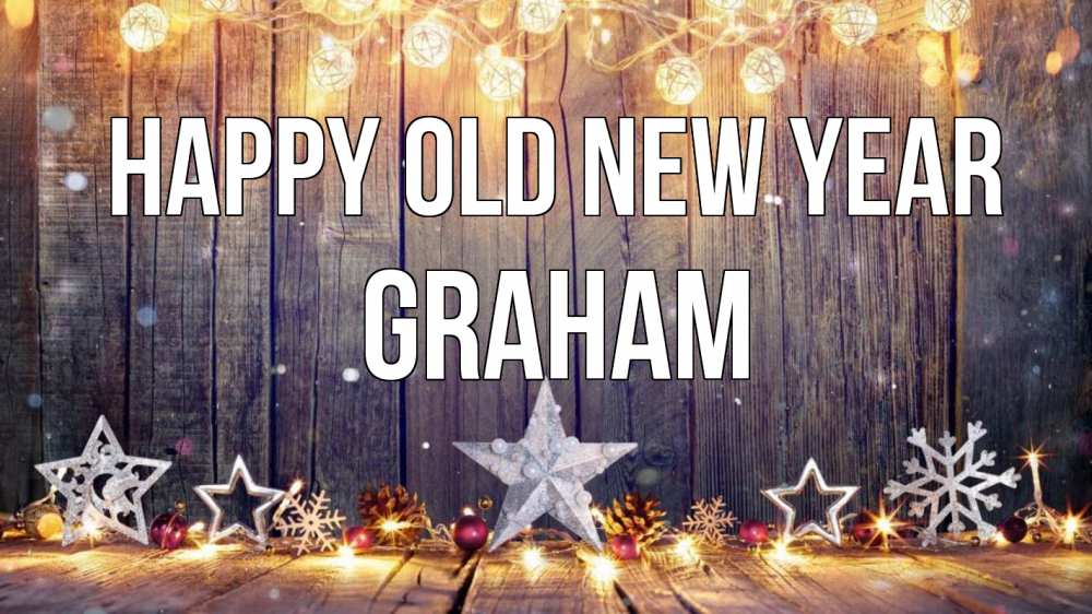 Greetings card с именем, Graham Happy old new year новый год Greetings with text for free download 