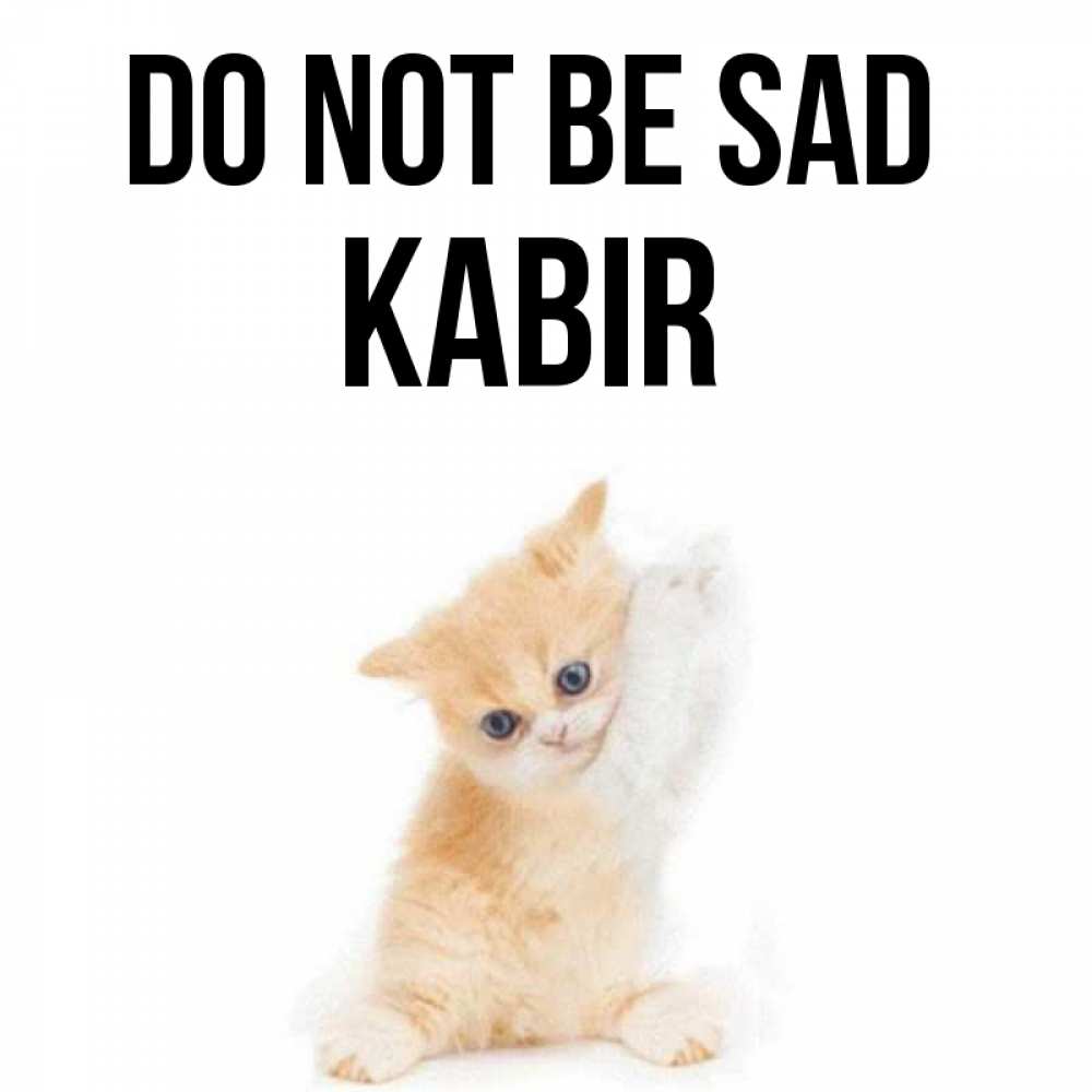 Greetings card с именем, Kabir Do not be sad просящий кот Greetings with text for free download 