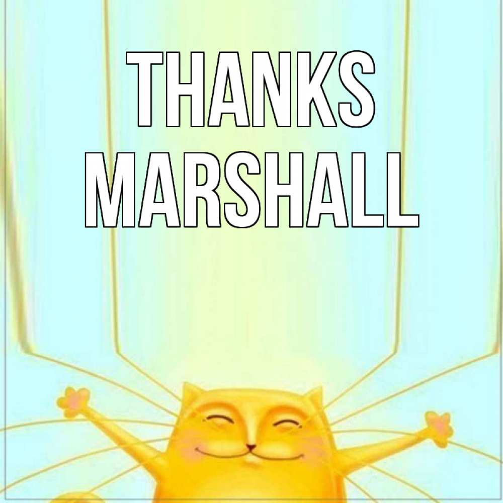Greetings card с именем, Marshall Thanks кот с усами благодарит Greetings with text for free download 