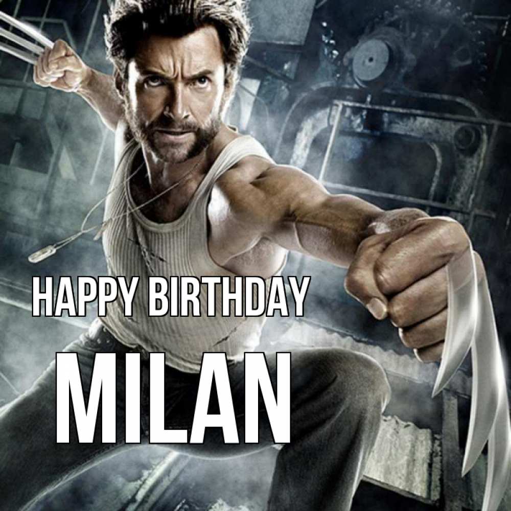 Greetings card с именем, Milan Happy Birthday супергерой в ярости Greetings with text for free download 