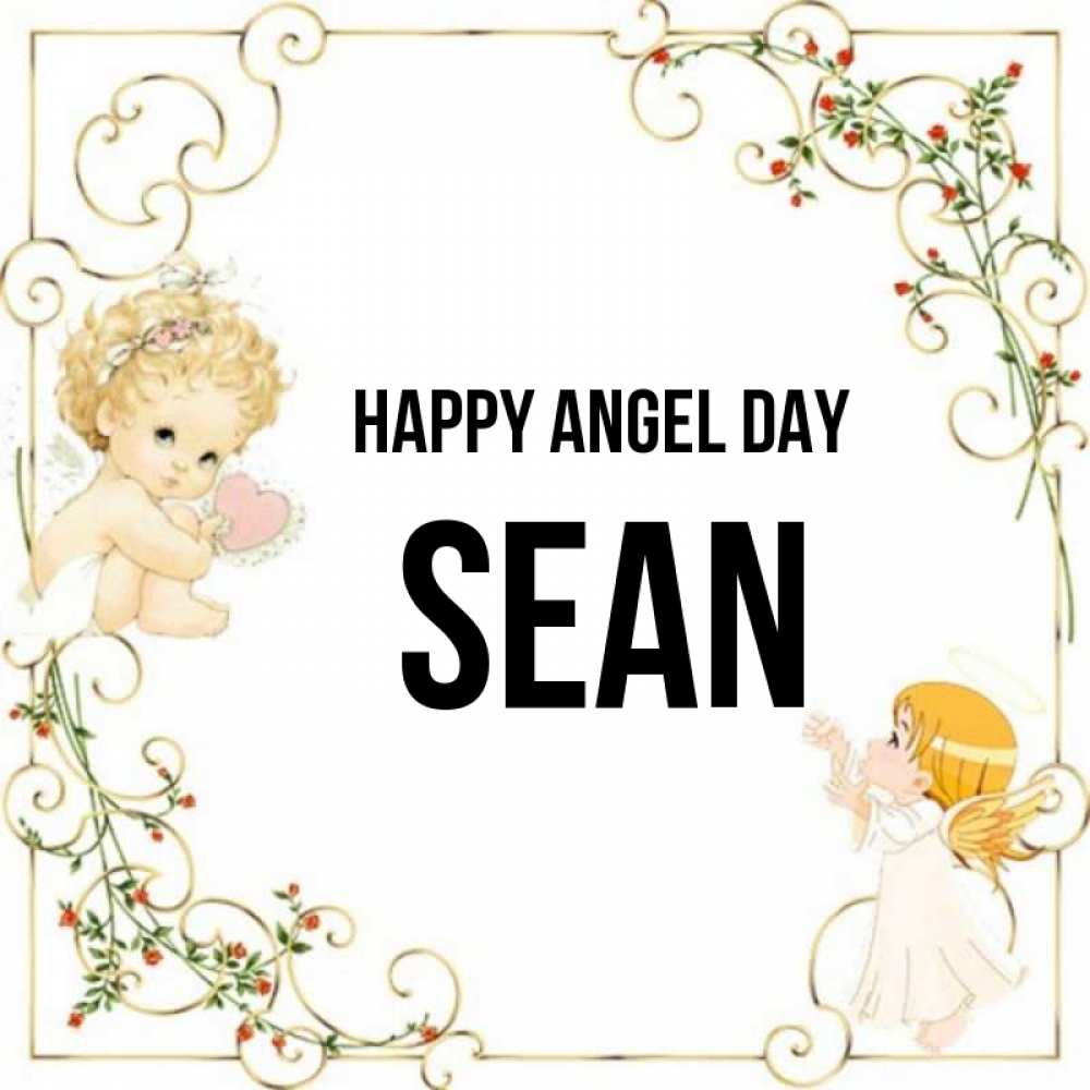 Greetings card с именем, Sean happy angel day ангелы желают прекрасных именин Greetings with text for free download 