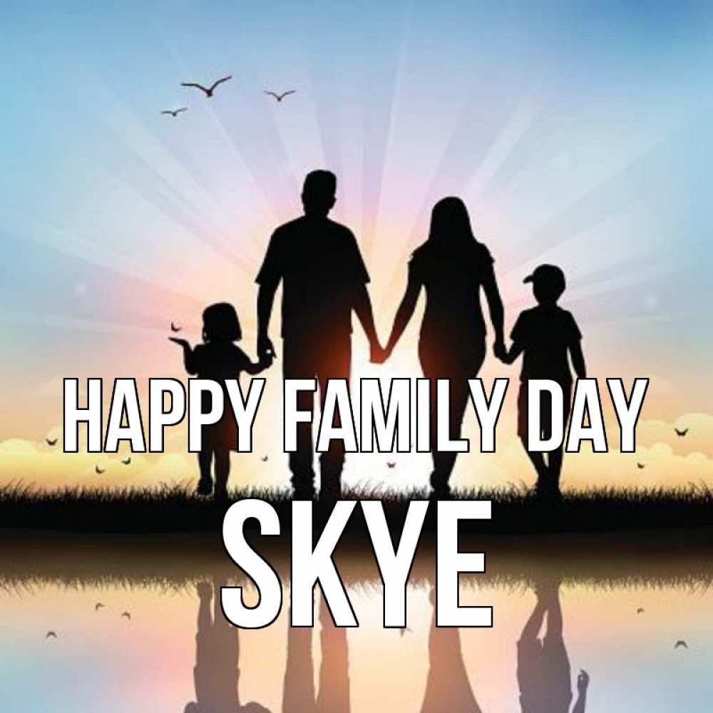 Greetings card с именем, Skye happy family day сын, дочка, мама, папа, море , закат Greetings with text for free download 