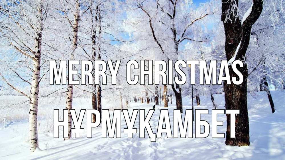 Greetings card с именем, НҰРМҰҚАМБЕТ Merry Christmas зимний лес Greetings with text for free download 
