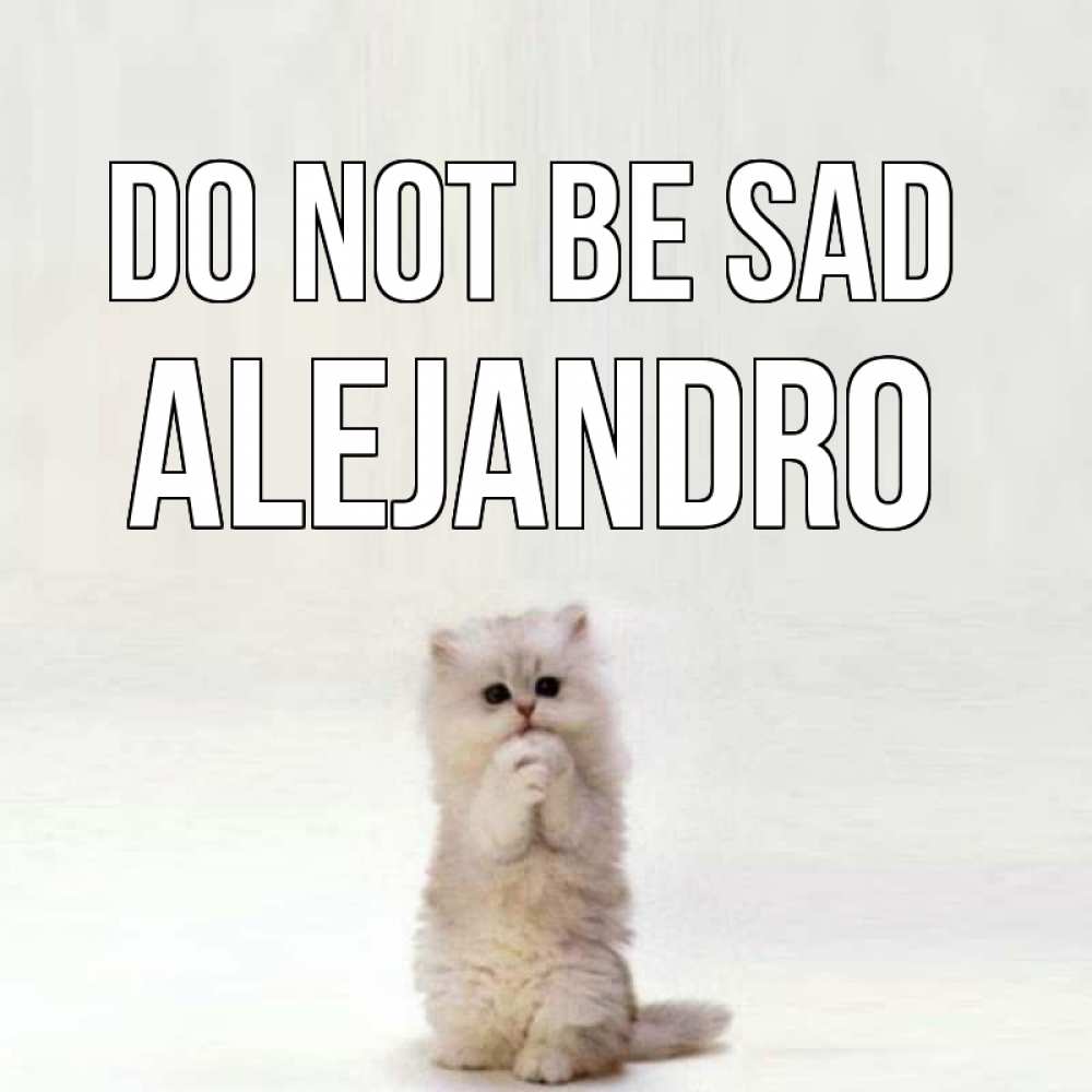 Greetings card с именем, Alejandro Do not be sad грустный кот Greetings with text for free download 
