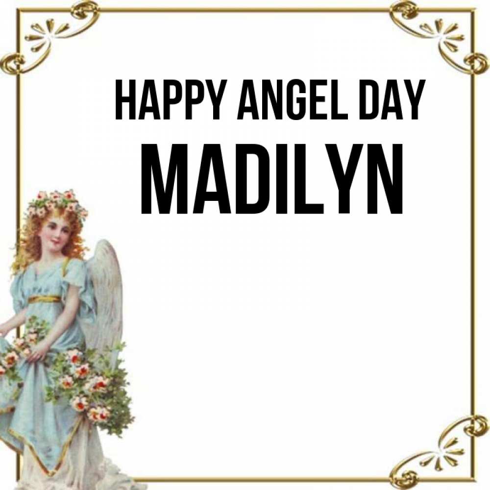 Greetings card с именем, Madilyn happy angel day с именинами от девушки ангела Greetings with text for free download 