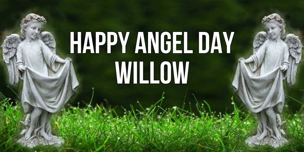 Greetings card с именем, Willow happy angel day небо, ангел, девушка Greetings with text for free download 