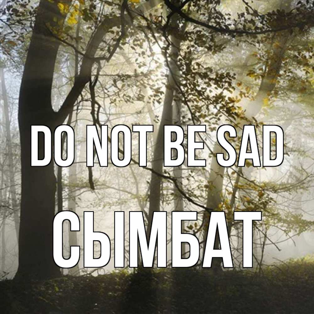 Greetings card с именем, СЫМБАТ Do not be sad лес и свет Greetings with text for free download 