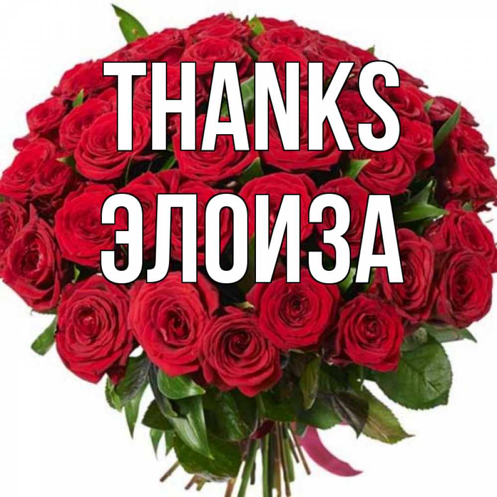 Greetings card с именем, Элоиза Thanks букет красных роз Greetings with text for free download 