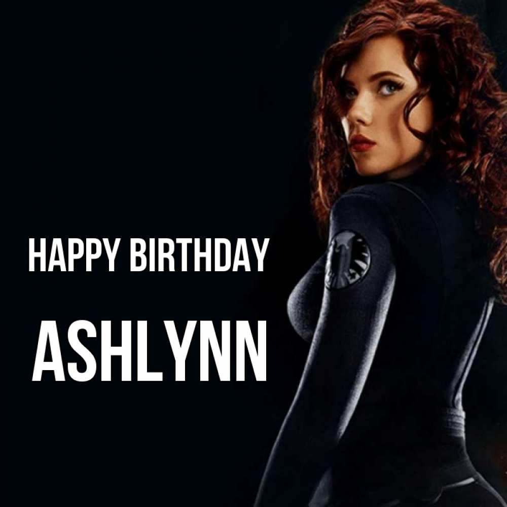 Greetings card с именем, Ashlynn Happy Birthday Марвел черная вдова Greetings with text for free download 