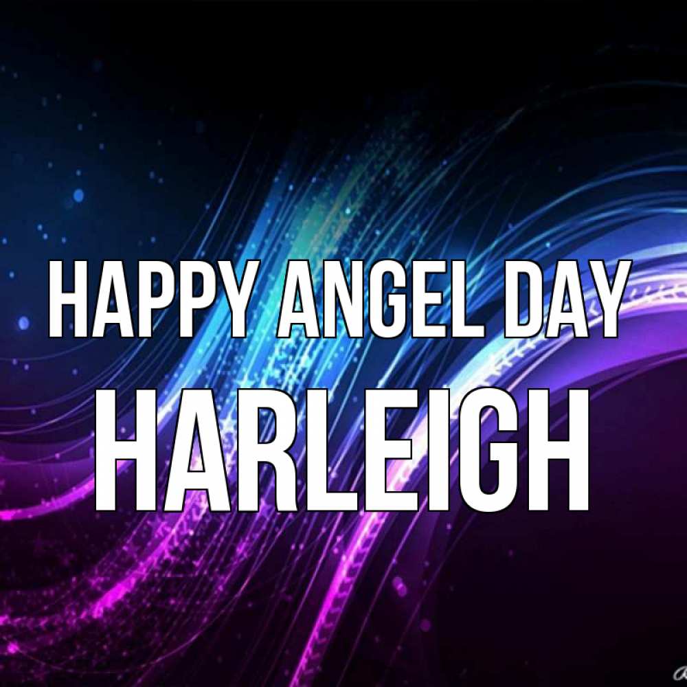 Greetings card с именем, Harleigh happy angel day фиолетовый фон Greetings with text for free download 
