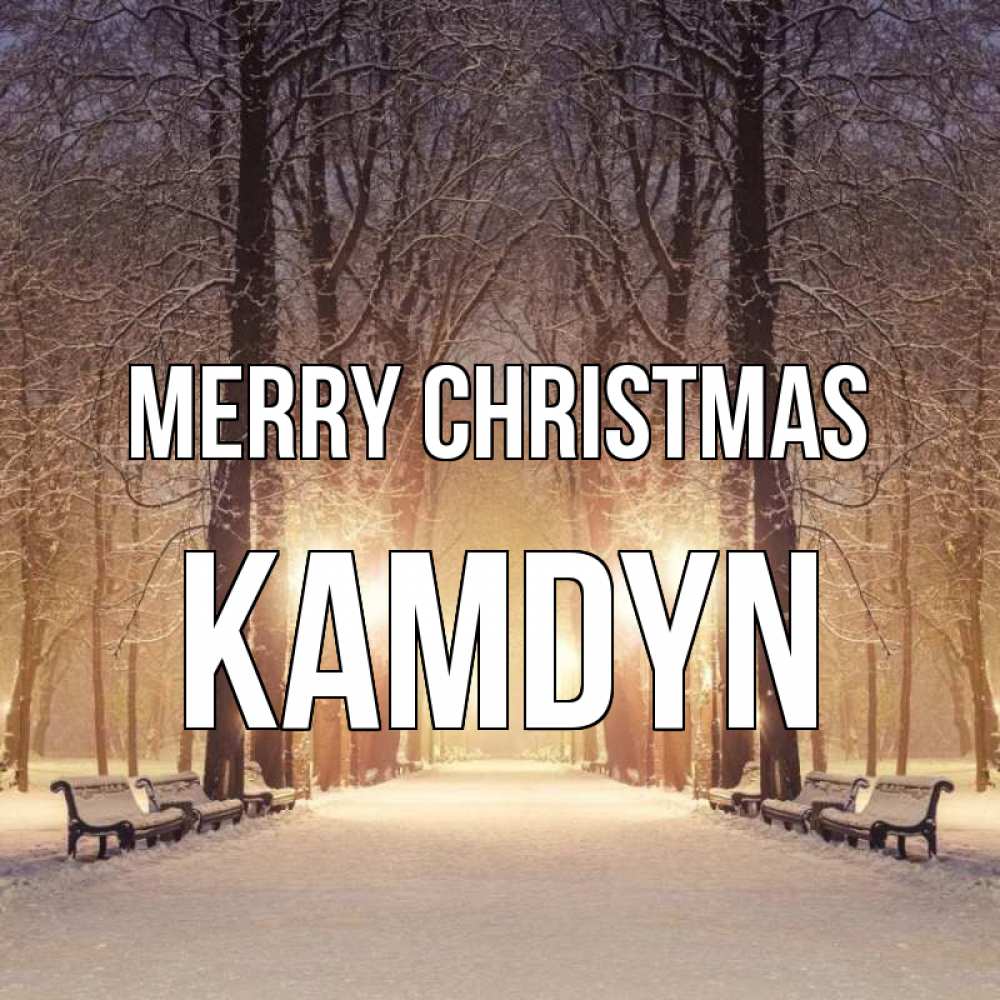 Greetings card с именем, Kamdyn Merry Christmas зима, парк, фонарь, лес Greetings with text for free download 