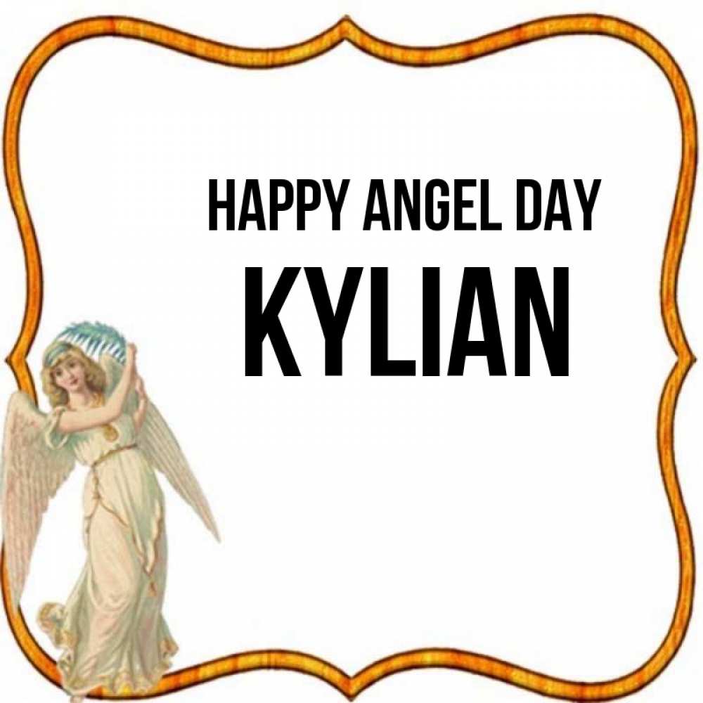 Greetings card с именем, Kylian happy angel day рамочка простая Greetings with text for free download 
