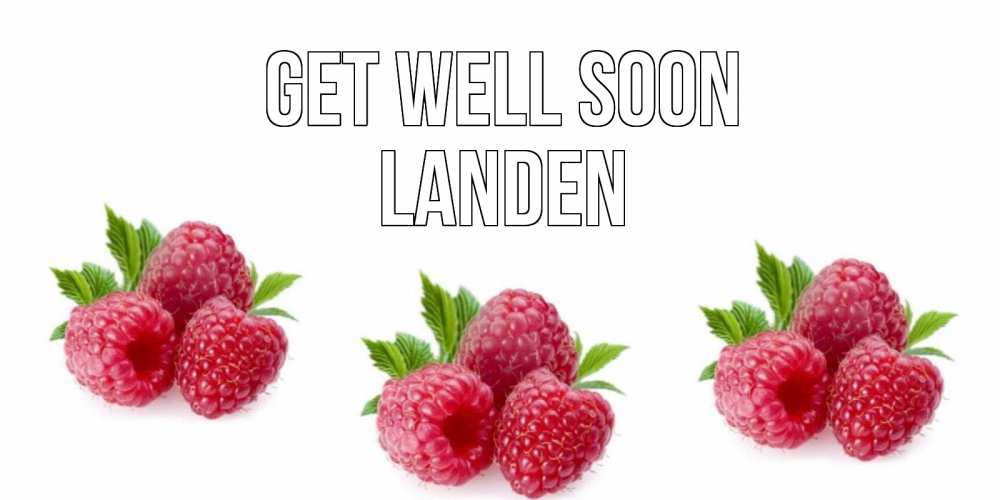 Greetings card с именем, Landen Get well soon малиновая открыта с пожеланием о выздоровлении Greetings with text for free download 