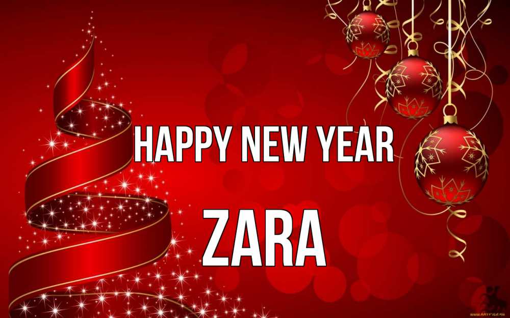 Greetings card с именем, Zara Happy New Year новый год Greetings with text for free download 