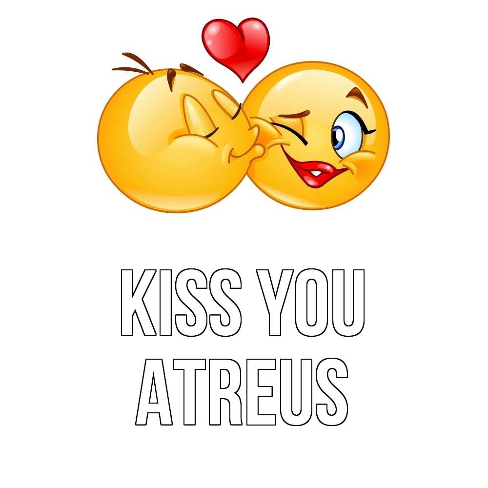 Greetings card с именем, Atreus Kiss you губы и белые зубы Greetings with text for free download 