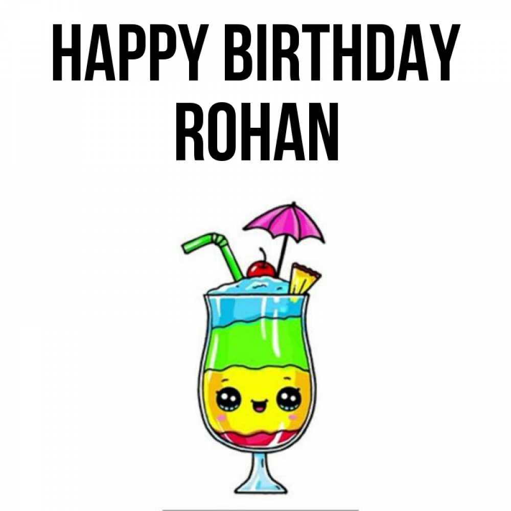 Greetings card с именем, Rohan Happy Birthday с зонтиком Greetings with text for free download 