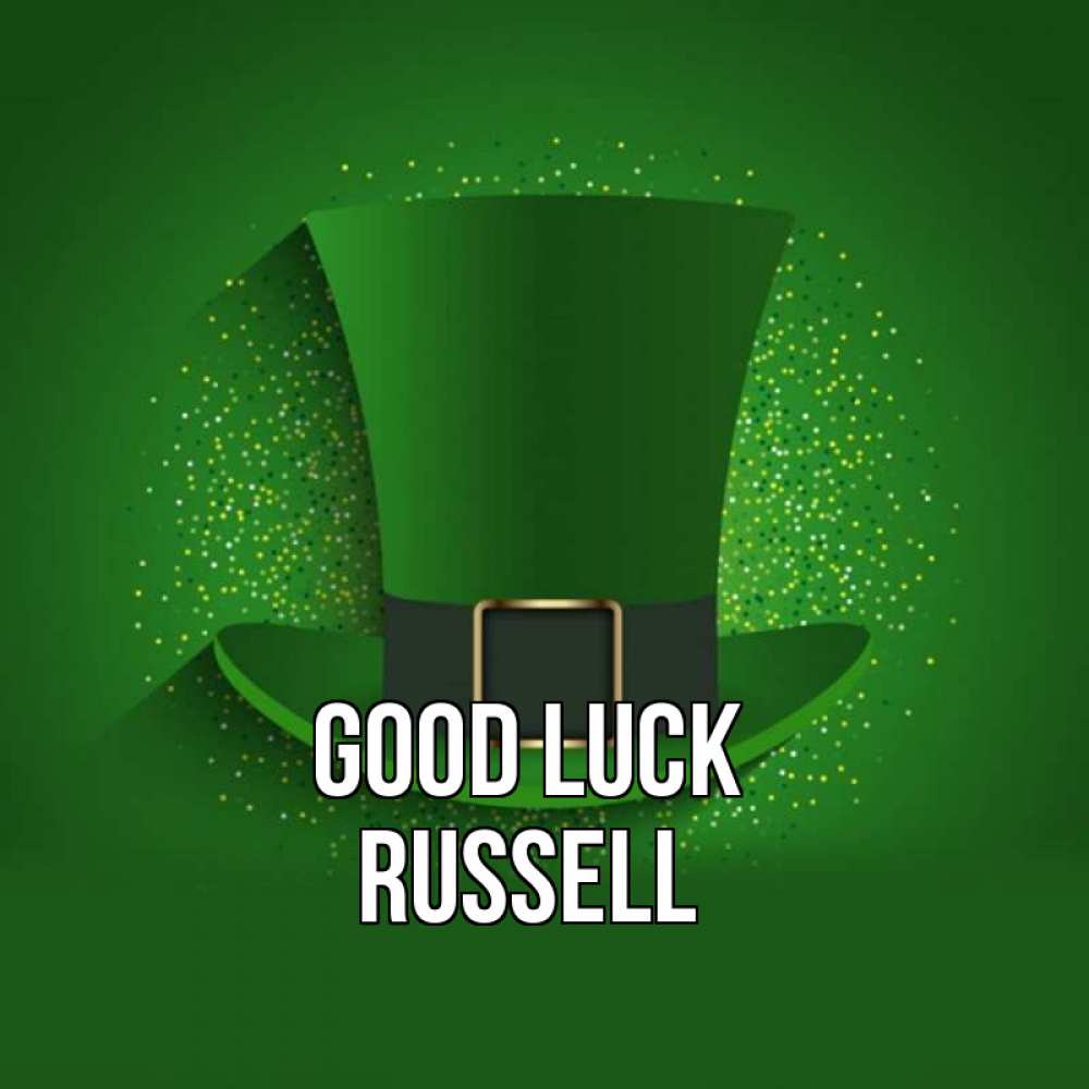 Greetings card с именем, Russell Good luck фокусник Greetings with text for free download 