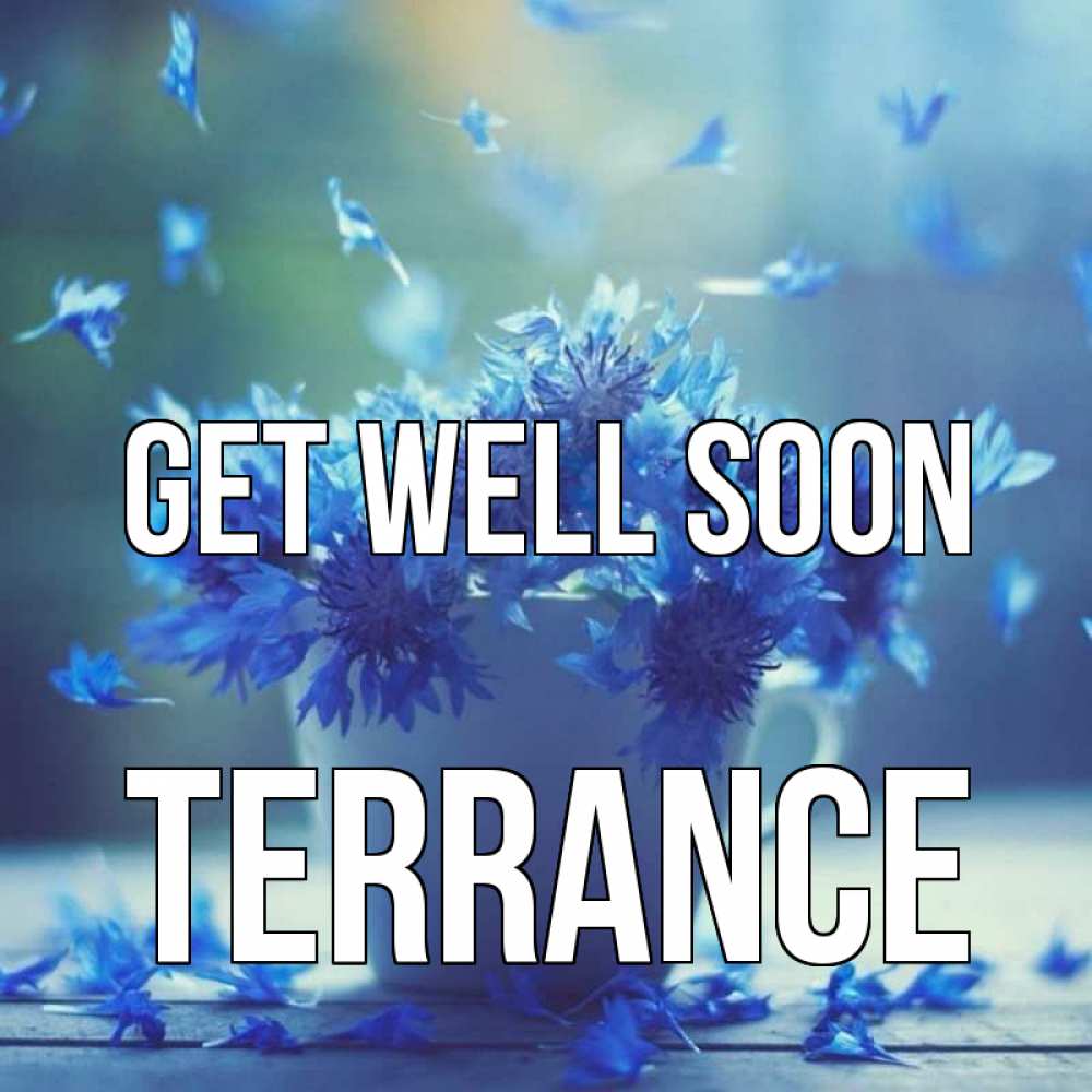 Greetings card с именем, Terrance Get well soon кружка с зельем и цветами Greetings with text for free download 